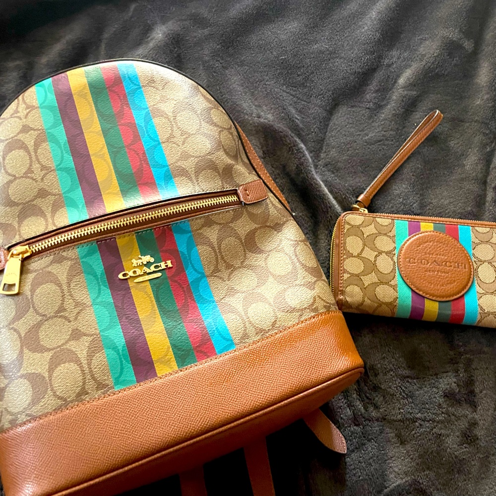 Coach mini backpack and wallet